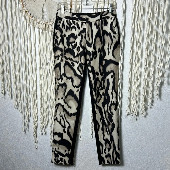 DVF Animal Print Mary Makado Wool and Silk Dress Pants Size 0 - Picture 1 of 12